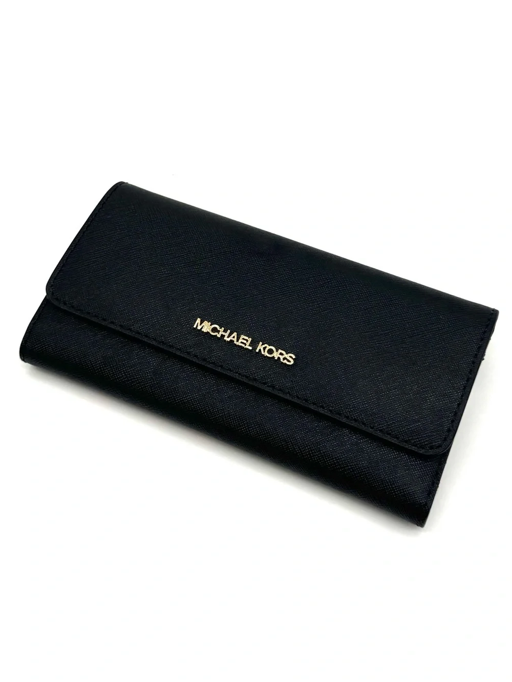 Michael Kors Large Jet Set Travel Trifold Wallet - Black/Gold